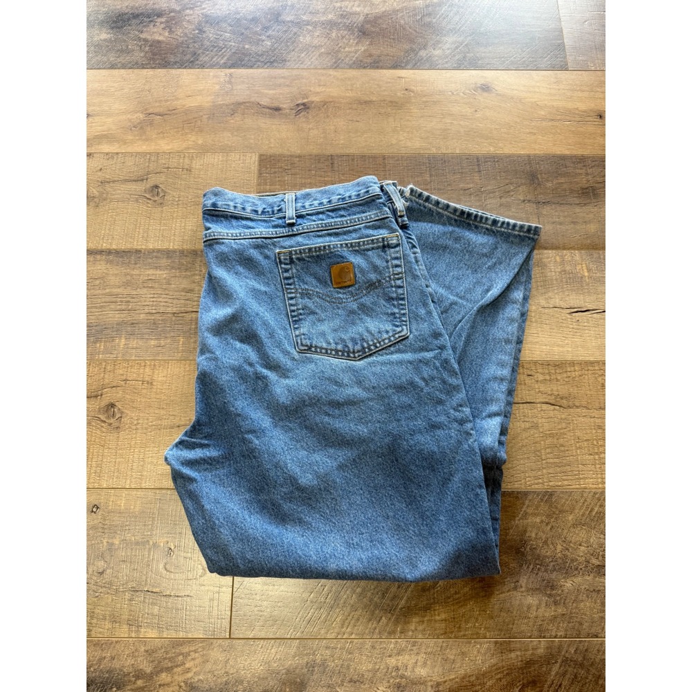 Distressed Carhartt Jeans Mens 44x30 Light Wash Straight Leg Work Pants Casual